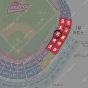 원가이하)8월 18일 SSG 한화 1루 응원지정석 응원단상 앞 단석