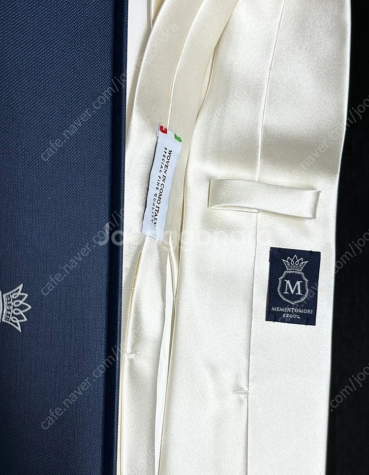 메멘토모리 웨딩 사틴 아이보리 실크 넥타이--1