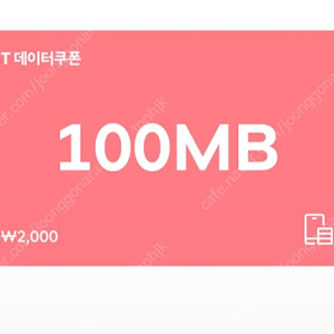 (SK텔레콤) T데이터쿠폰 100MB 1,500원