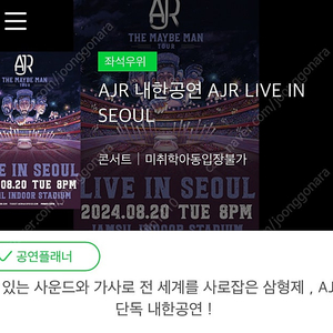 ajr 콘서트 1층 C구역 스탠딩 판매