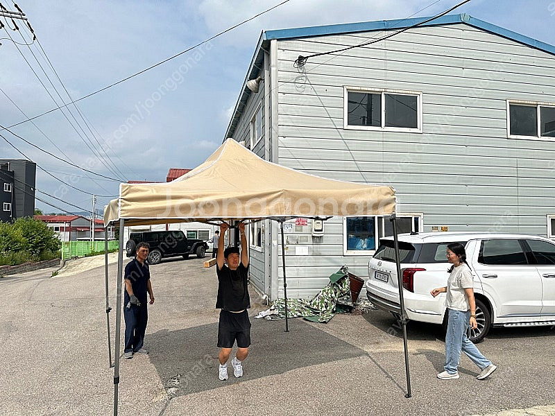 2x2 3x3 자바라 캐노피 흰색 카키색--1