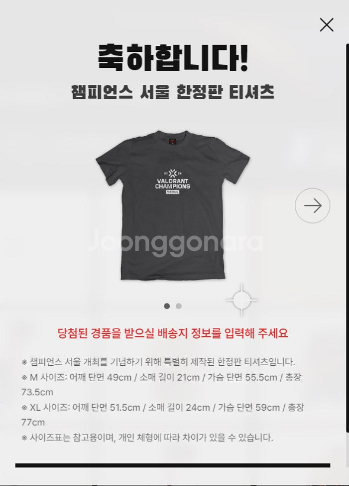 발로란트 챔피언스 장패드, 티셔츠--1
