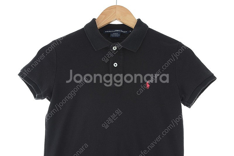 W(S) 폴로 랄프로렌 반팔 카라 티셔츠 블랙 면 슬림...--2