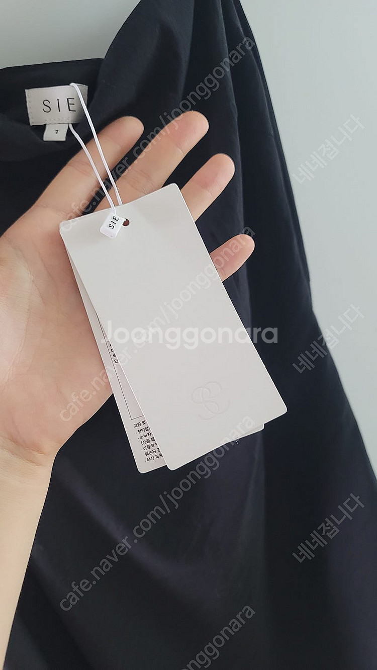 시에 sie 제니 스퀘어 슬리브리스 드레스 블랙 S--2