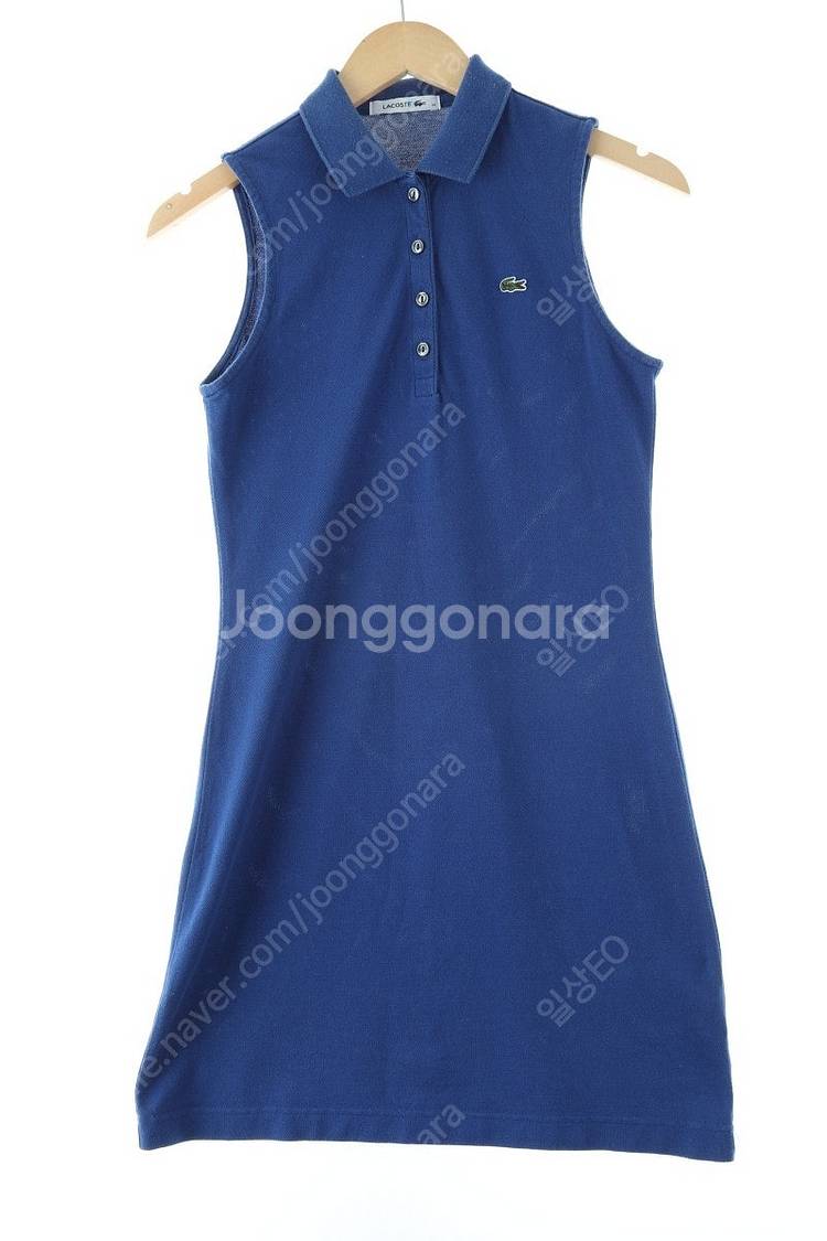(S) 라코스테 반팔 카라 티셔츠 블루 원피스 민소매--0