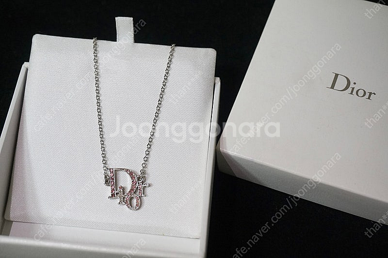 DIOR 정품 디올 핑크 로고 오블리크 목걸이--0