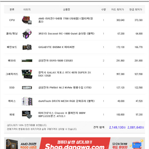 (파주) 라이젠 7700 + 64GB 메모리 + RTX 4070 SUPER 조립 본체 팝니다