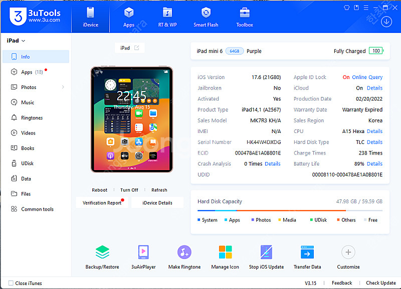 아이패드 미니6 64gb 퍼플 팝니다. ipad min...--0