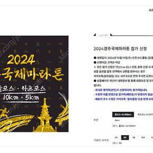 2024경주국제마라톤 10km 배번, 티셔츠 구합니다