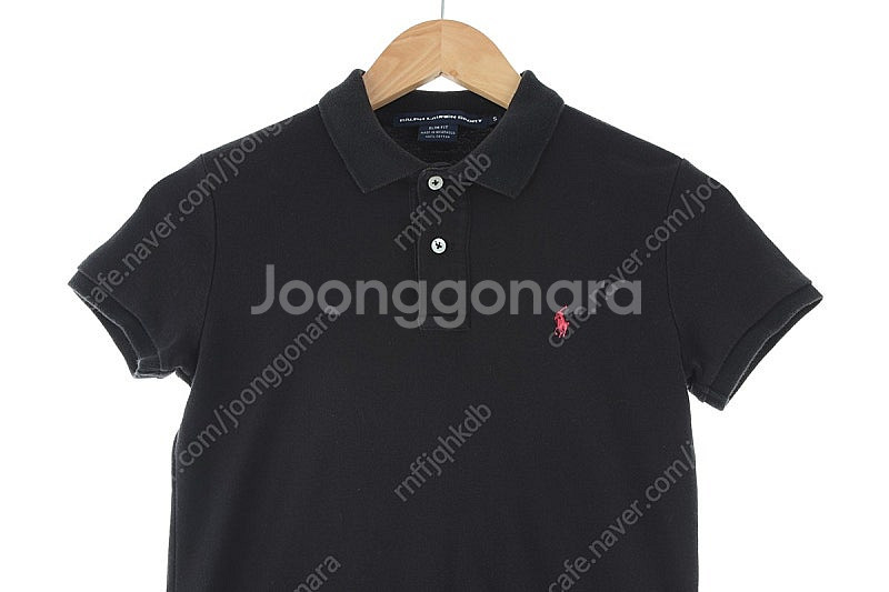 W(S) 폴로 랄프로렌 반팔 카라 티셔츠 블랙 면 슬림...--2