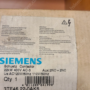 SIEMENS 전자접촉기 3TF4622-0AK6