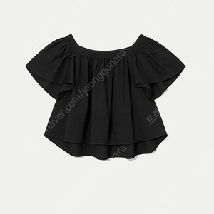 킨더살몬 블라우스블랙 Wavy Smocked Blouse Black