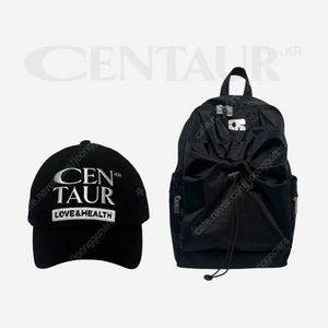 Centaur nylon string backpack & big logo ball cap black