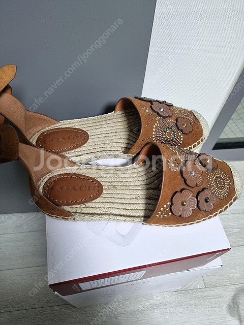 코치 앵클 스트랩 에스파듀 티 로즈 스웨이드 플랫슈즈 ...--6