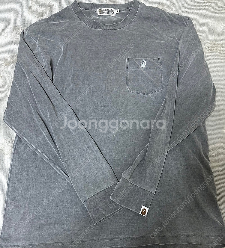 BAPE 베이프 피그먼트 롱슬리브 그레이--0