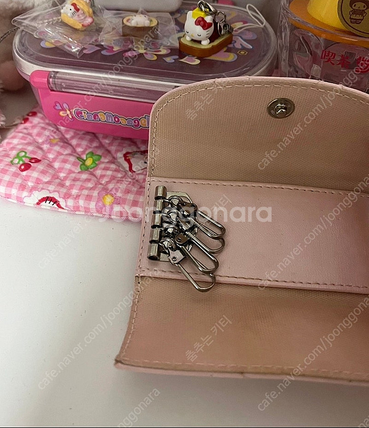 고전 퀼트 키티 열쇠 수납 파우치 지갑 열쇠 보관용 고...--1