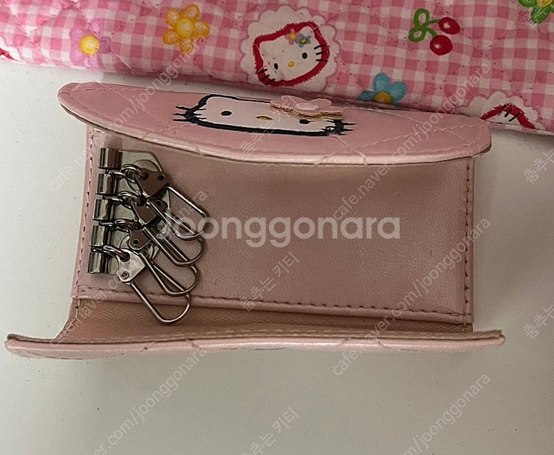 고전 퀼트 키티 열쇠 수납 파우치 지갑 열쇠 보관용 고...--2