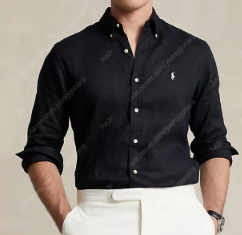 24년 신상 [POLO] 폴로 린넨(리넨) 셔츠 블랙 클래식핏 M사이즈 팝니다.--0