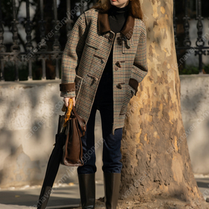 르니나 브라운 체크 울 클래식 코트 DEVIN wool classic handmade coat_brown