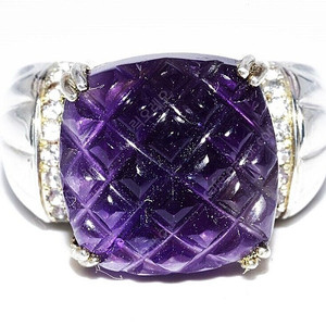 Purple amethyst & topaz silver ring (11)