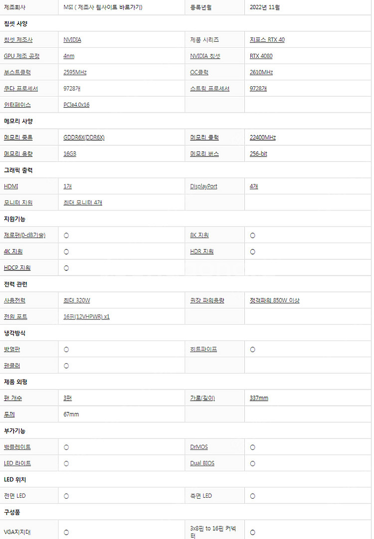 MSI 지포스 RTX 4080 게이밍 X 트리오 D6X...--1