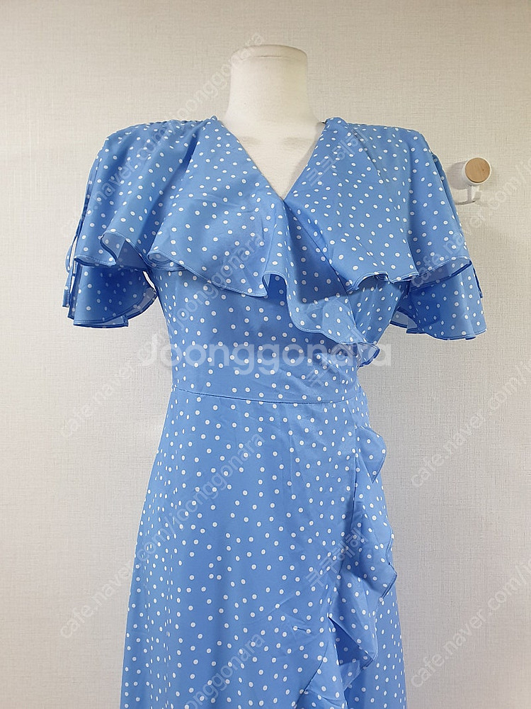랩원피스 블루 도트 프릴 55 66 77 롱원피스 M--1