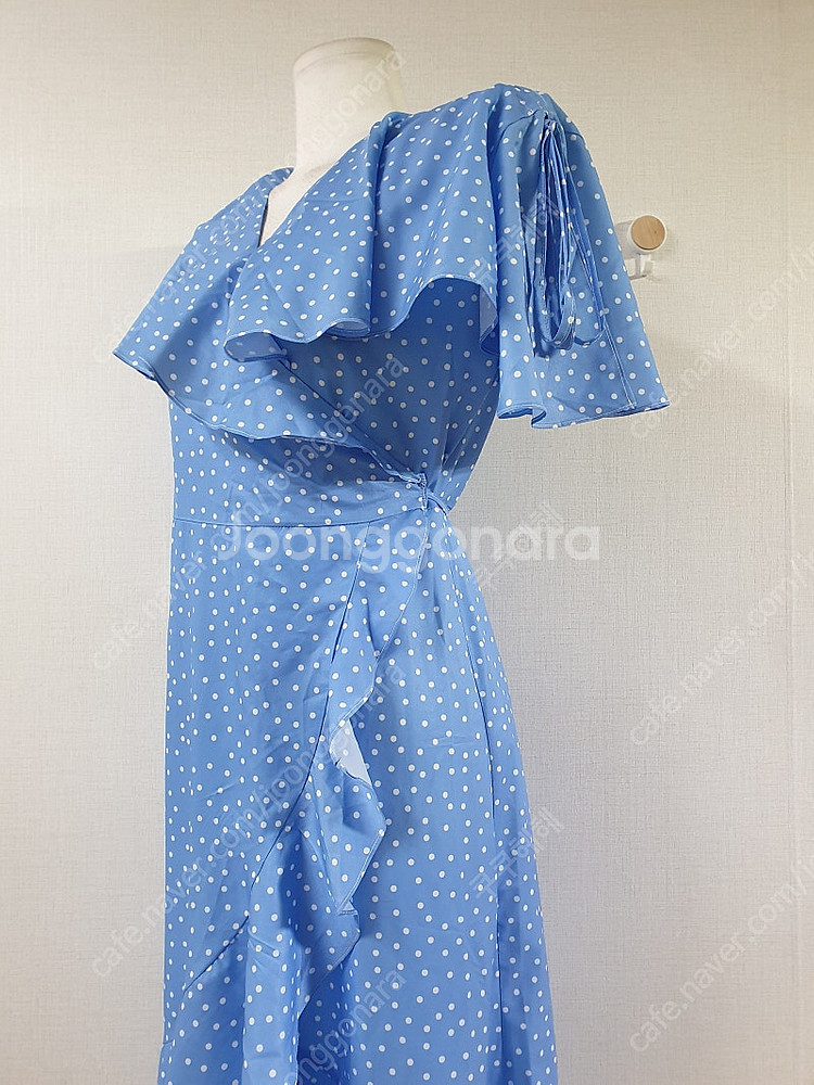 랩원피스 블루 도트 프릴 55 66 77 롱원피스 M--2