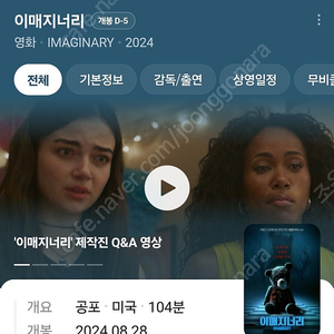 영화 이매지너리 CGV예매권 2매