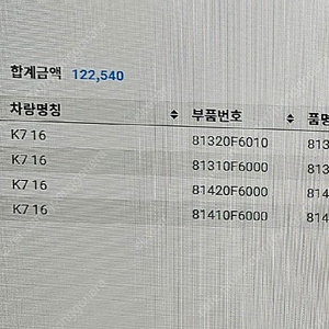 2016 K7 도어 액츄에이터 4개