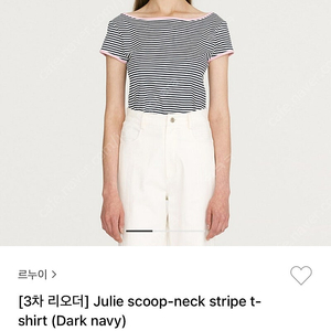 [르누이] Julie scoop-neck stripe t-shirt (스트라이프 반팔 티셔츠) 다크네이비+핑크