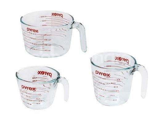 Pyrex 유리 계량컵 세트 투명 3피스 전자레인지&오...--1