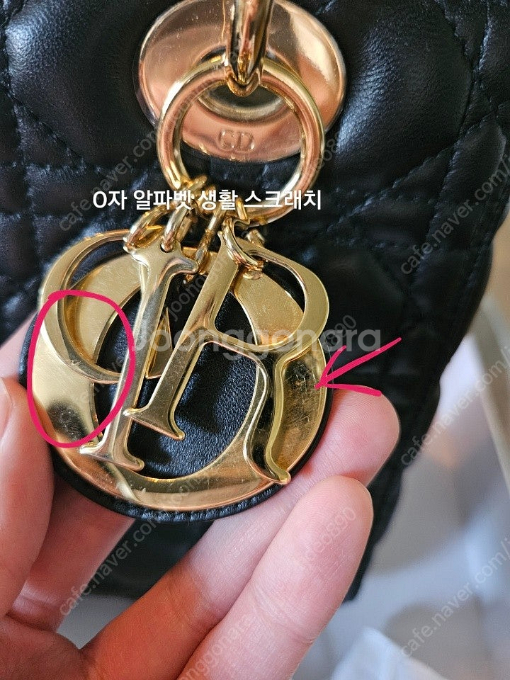 디올 레이디백 미디움 (블랙 금장)--2