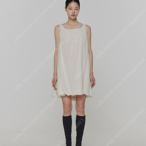 (택달린 새상품) 아모멘토 SHEER VOLUME MINI DRESS_IVORY