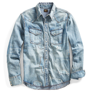 RRL 더블알엘 distressed denim western shirt