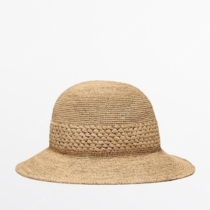 마시모두띠 여성 라피아 모자, Raffia hat with braided thread