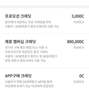 SK일렉링크 충전크레딧 포인트 80만 판매합니다.
