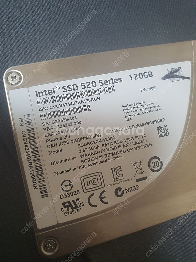 인텔 ssd 120g 520시리즈 sata3 2.5인치...--0