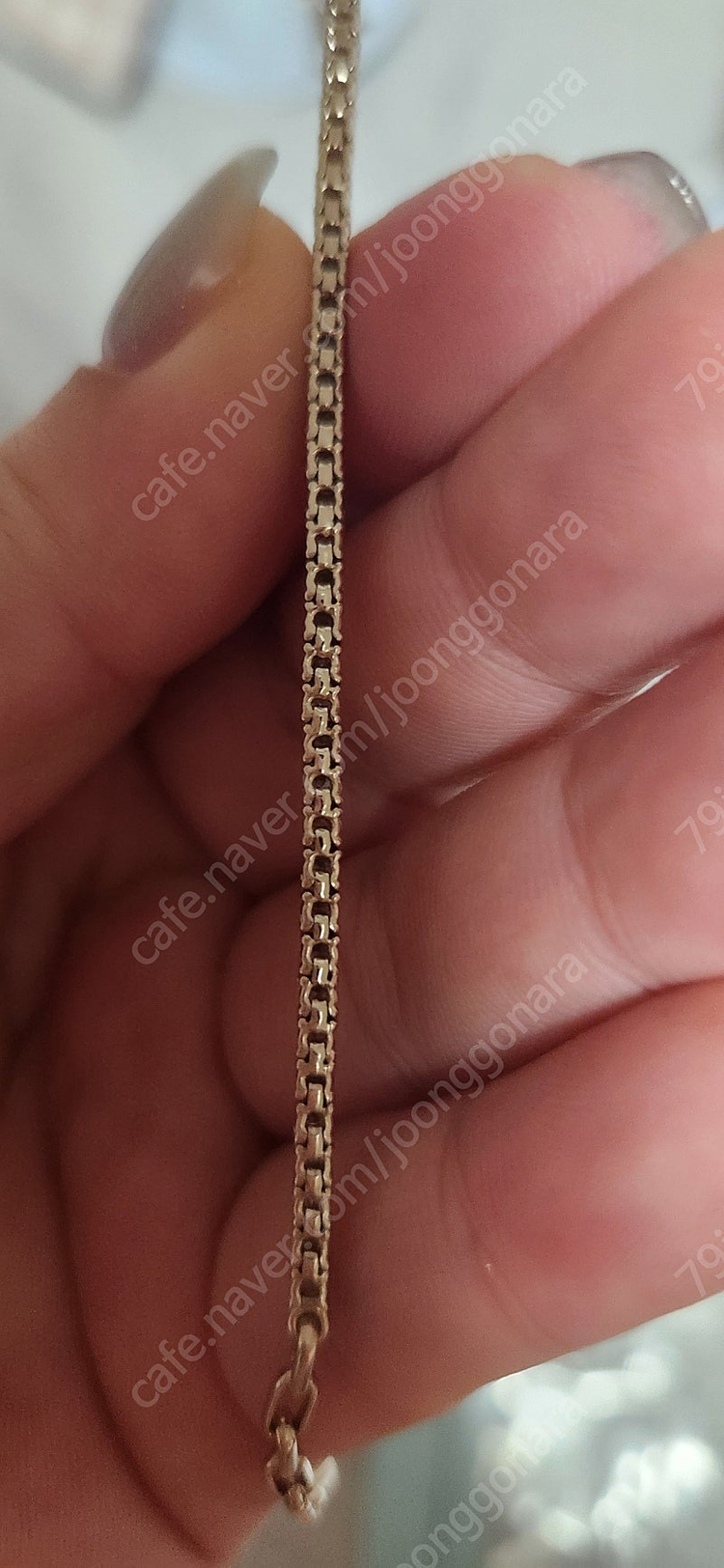 14k 리얼화이트 2mm꼬냨다이아 테니스 팔찌 이미지