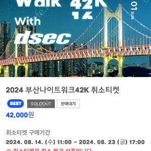 부산 나이트워크 16km 티켓+굿즈