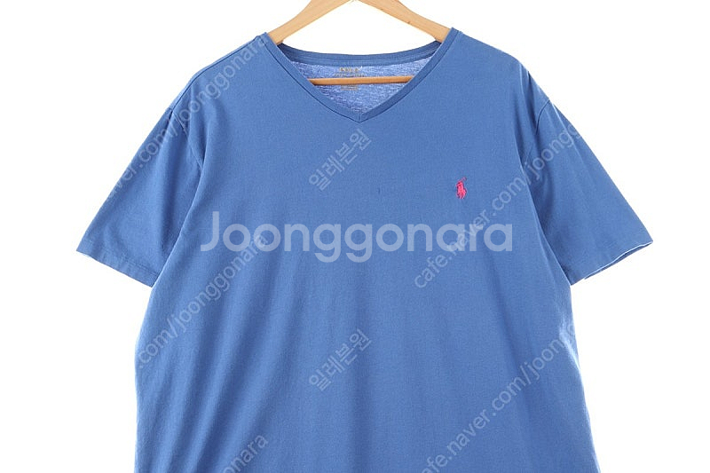 (XL) 폴로 랄프로렌 반팔 티셔츠 작은데미지 블루 면--1
