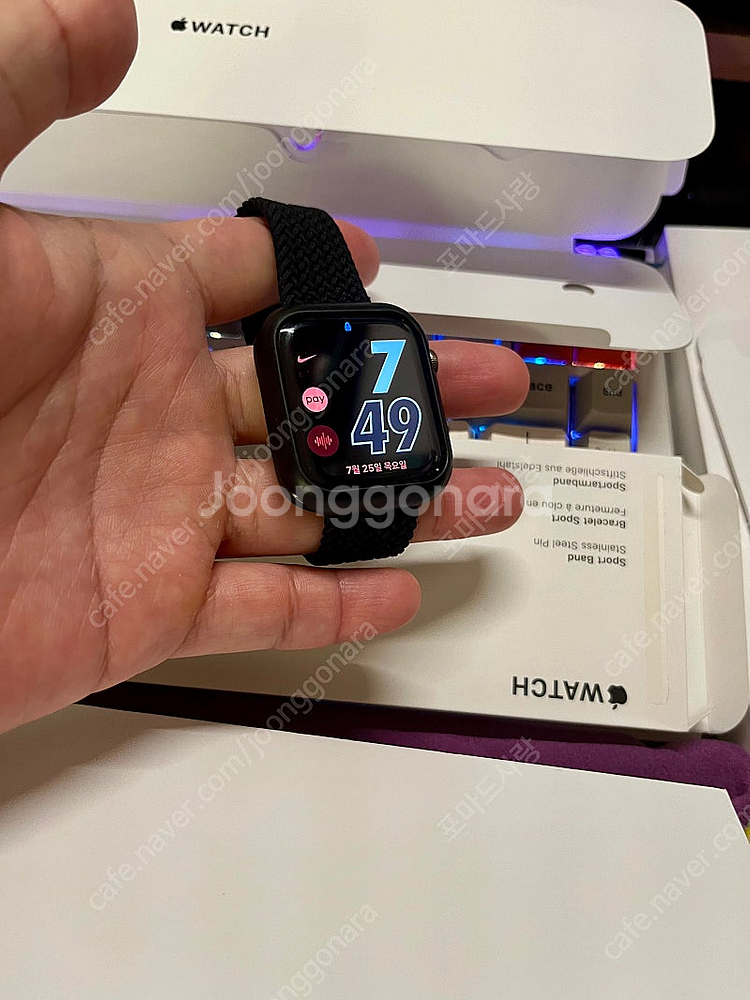 급처분) 애플워치 6 44mm 정품 스테인리스 골드 박...--4