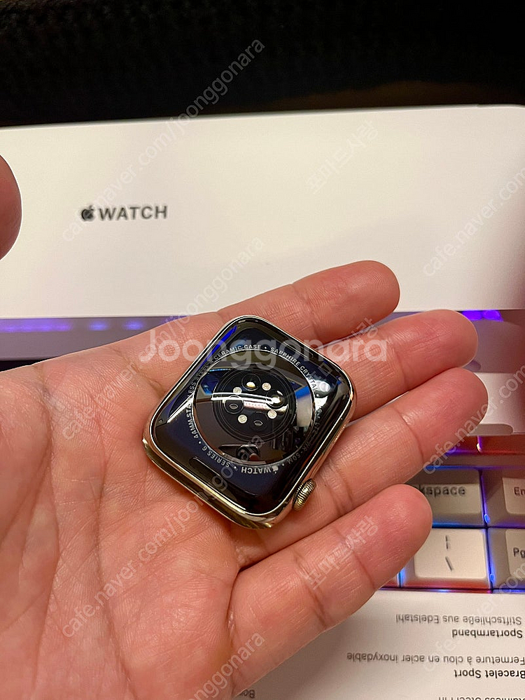 급처분) 애플워치 6 44mm 정품 스테인리스 골드 박...--5