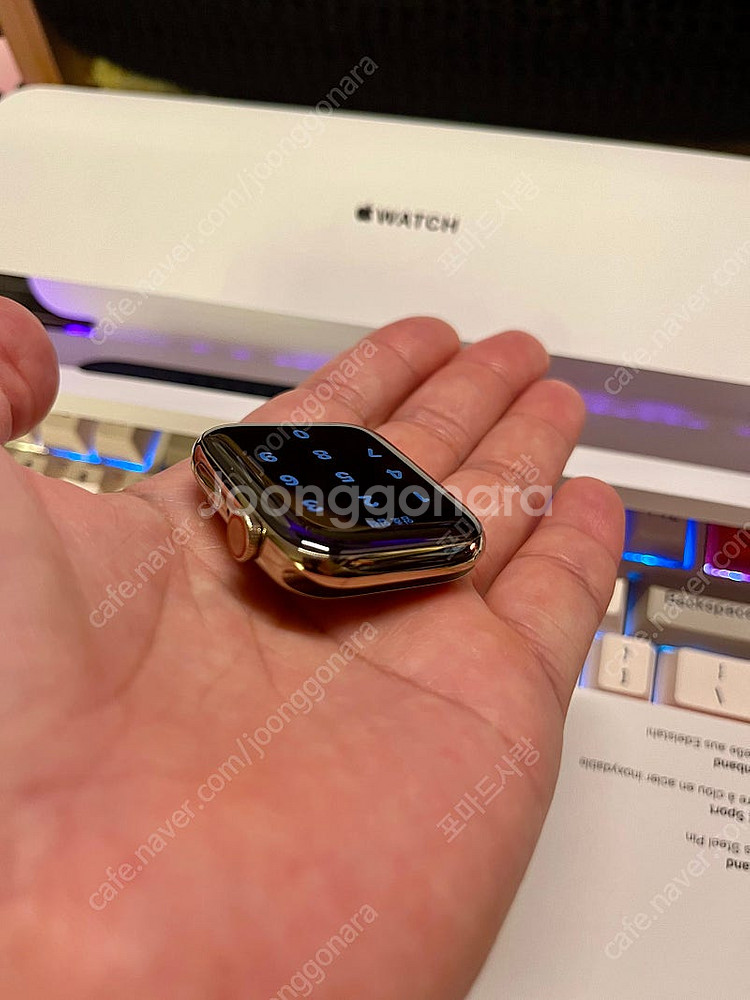 급처분) 애플워치 6 44mm 정품 스테인리스 골드 박...--6