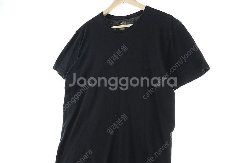 (M) 폴로 랄프로렌 반팔 티셔츠 데미지 블랙 면--4