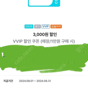 gs25 vvip 3000원 할인권 2장