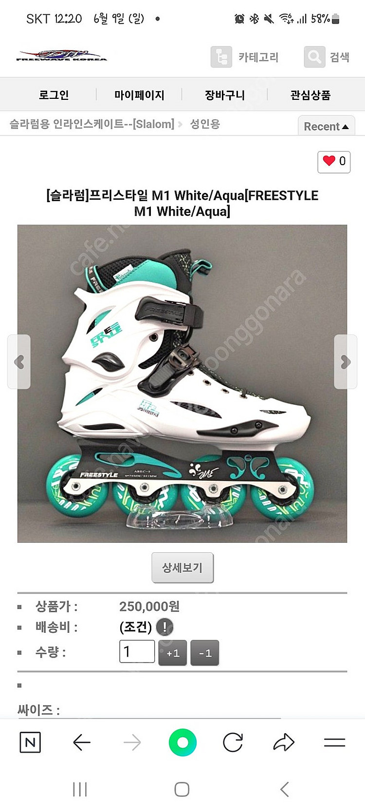 슬라럼용 인라스케이트 프리스타일 m1 white aqu...--0