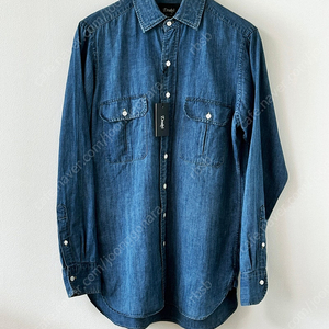 Drake's Blue Cotton Linen Two-Pocket Work Shirt 드레익스 블루 코튼 린넨 투포켓 워크 셔츠 (15.5)