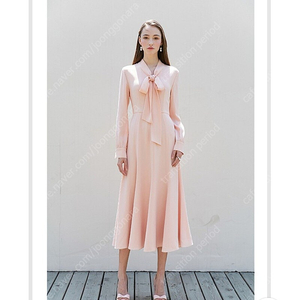 피로연 드레스/스튜디오촬영용 드레스 BAU Bride And You Kate ribbon tied long sleeve dress(peach pink)