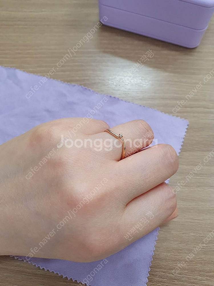 18k 로즈골드 꼬냑 다이아 반지 웨이브 8호--0