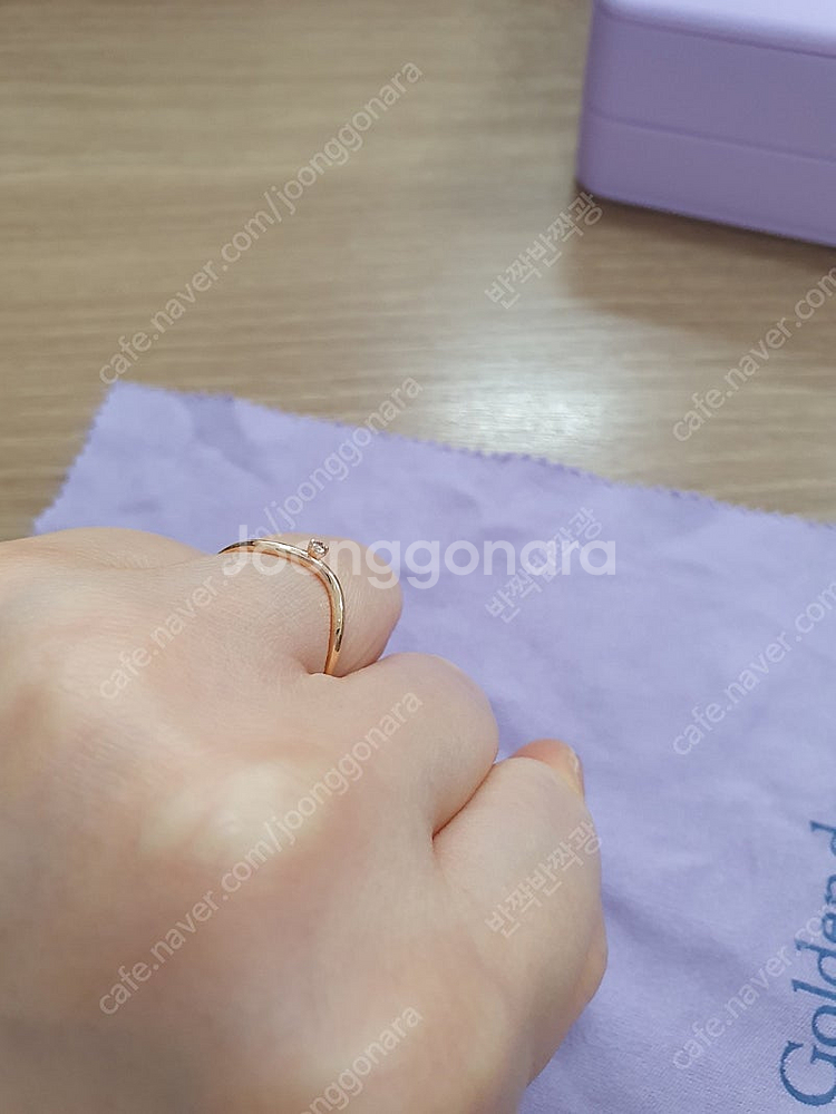 18k 로즈골드 꼬냑 다이아 반지 웨이브 8호--1